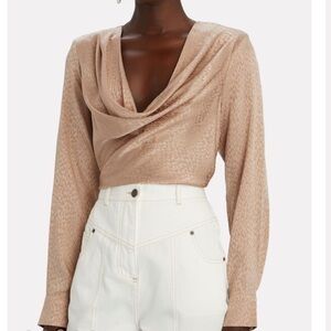 Ronny Kobo Jayce Cowlneck Silk Blend Top in‎ Beige